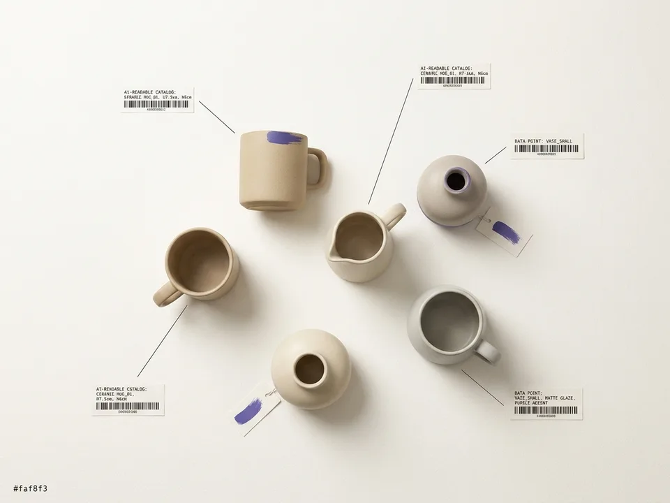 A product catalog annotated with machine-readable labels an AI can read